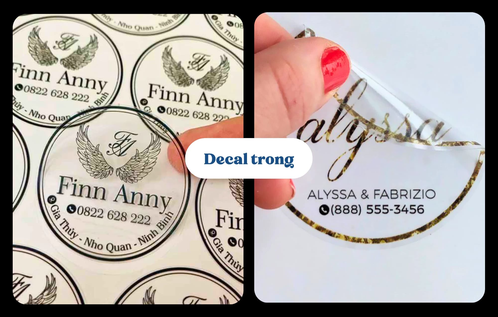 Mẫu tem nhãn decal trong khoa tường